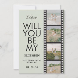 Invitación Will You Be My Bridesmaid Photo Green Reel