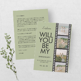 Invitación Will You Be My Bridesmaid Photo Green Reel