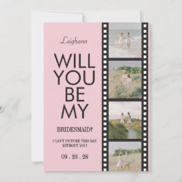 Invitación Will You Be My Bridesmaid Photo Pink Reel