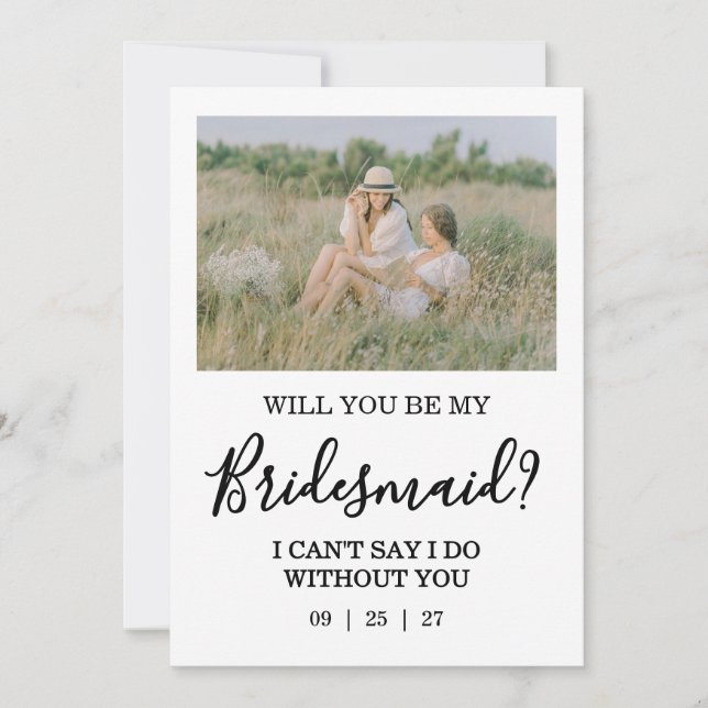 Invitación Will You Be My Bridesmaid Photo Proposal Card (Anverso)