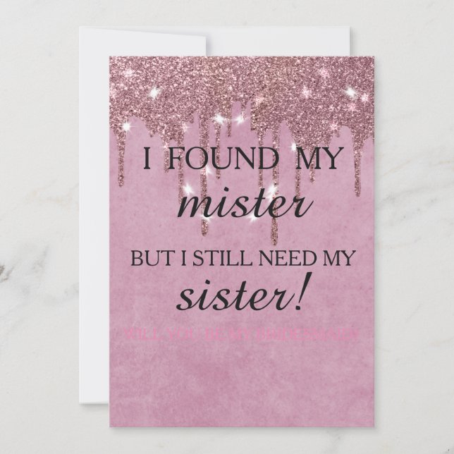 Invitación Will you be my bridesmaid? Rose Gold Dripping Invi (Anverso)