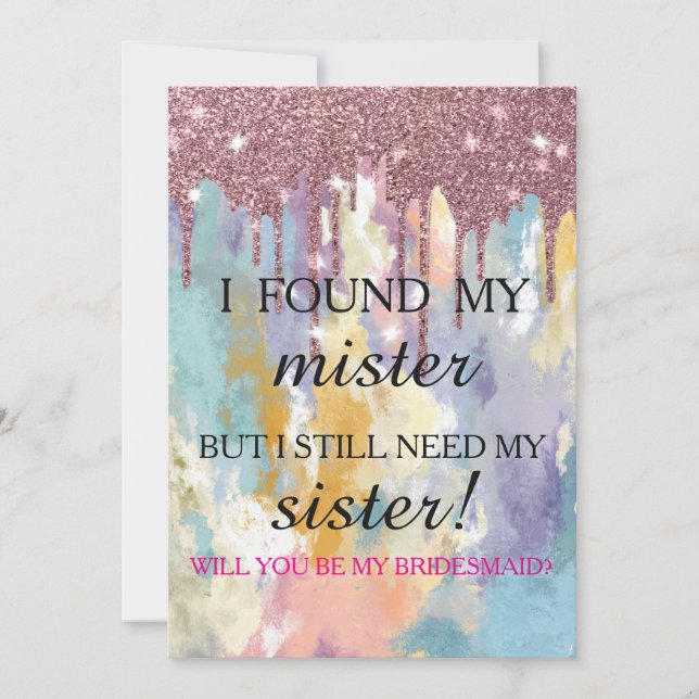 Invitación Will you be my bridesmaid? Rose Gold Dripping Invi (Anverso)