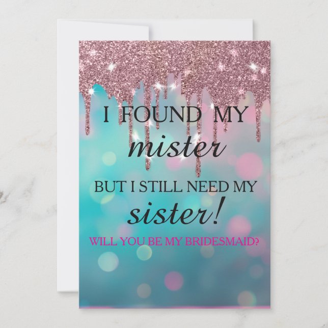 Invitación Will you be my bridesmaid? Rose Gold Dripping Invi (Anverso)