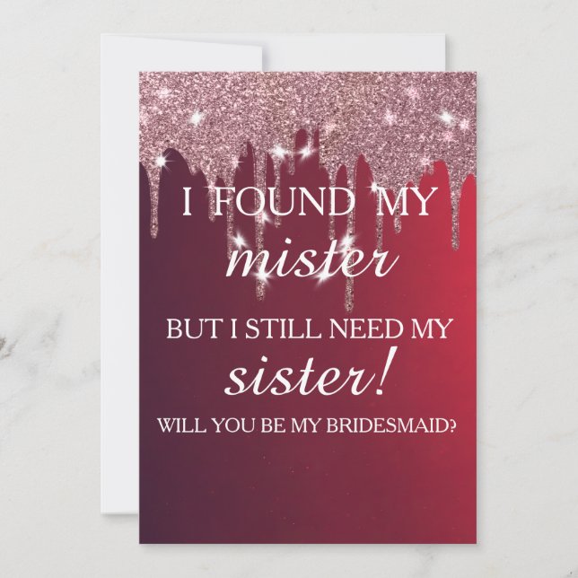 Invitación Will you be my bridesmaid? Rose Gold Dripping Invi (Anverso)
