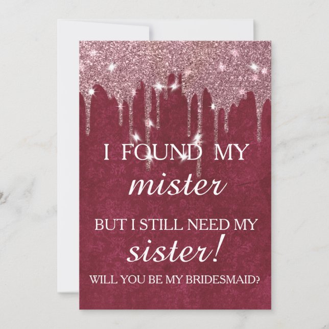 Invitación Will you be my bridesmaid? Rose Gold Dripping Invi (Anverso)