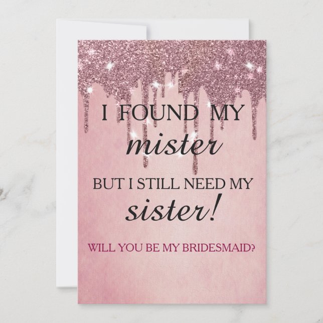 Invitación Will you be my bridesmaid? Rose Gold Dripping Invi (Anverso)