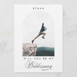 Invitación Will you be my Bridesman Minimal Photo Modern Arch