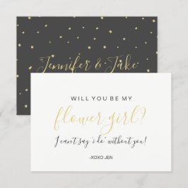 Invitación Will You Be My Flower Girl Card - Dots Gold Black