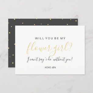 Invitación Will You Be My Flower Girl Card - Dots Gold Black