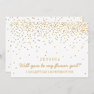 Invitación Will You Be My Flower Girl Vintage Gold Confetti