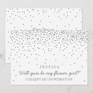 Invitación Will You Be My Flower Girl Vintage Silver Confetti