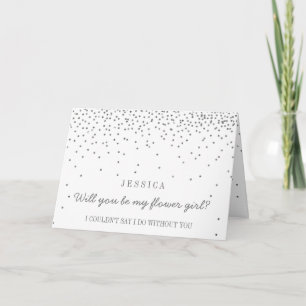Invitación Will You Be My Flower Girl Vintage Silver Confetti