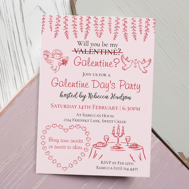 Invitación Will You Be My Galentine? Galentine Day's Party (Subido por el creador)