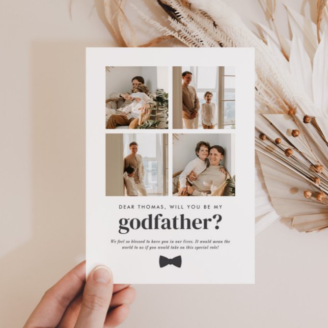 Invitación Will You Be My Godfather 4 Photo Proposal Card (Zazzle Will You Be My Godfather 4 Photo Proposal Card)