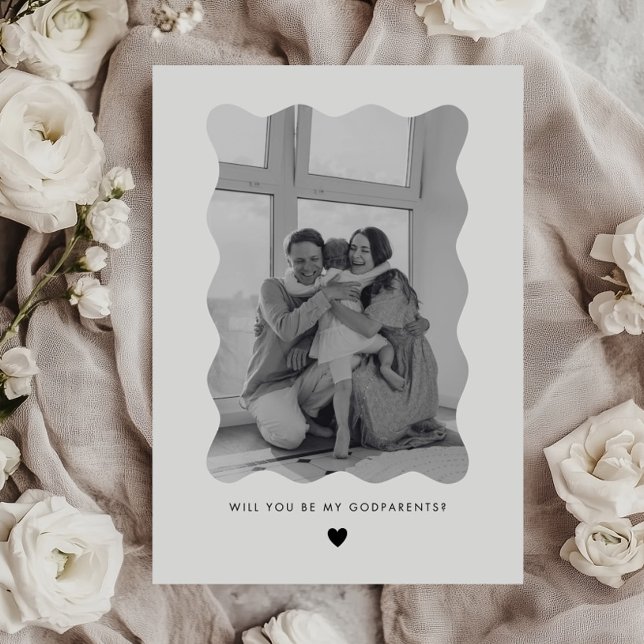 Invitación Will You Be My Godparents Wavy Photo Proposal Card (Zazzle Will You Be My Godparents Wavy Photo Proposal Card)