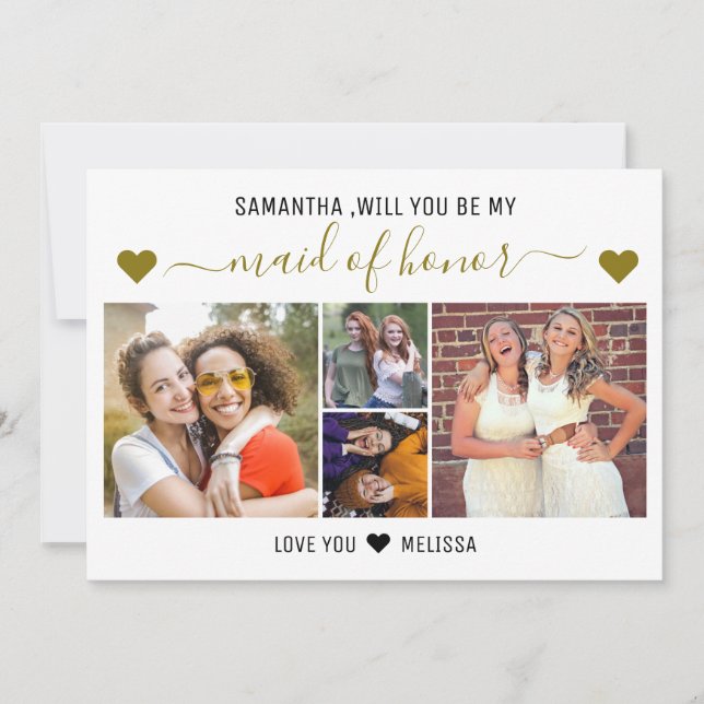 Invitación Will You Be My Maid Of Honor Proposal 4 Photo   (Anverso)
