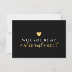Invitación WIll You Be My Matron - Gold Heart Script Fab