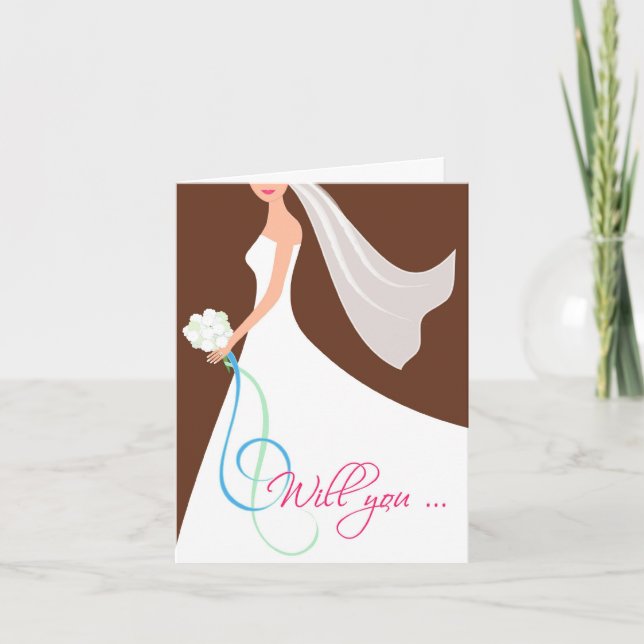 Invitación Will You? Cutstom Bridesmaid Card  - Chocolate (Anverso)