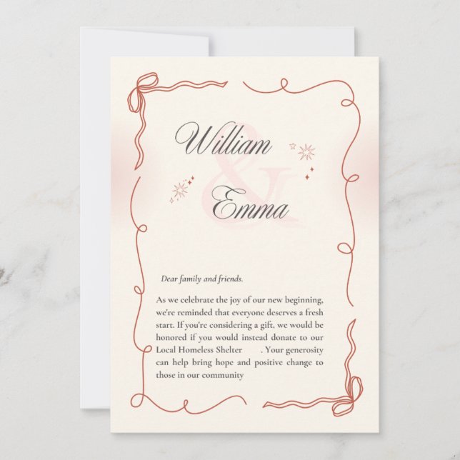 Invitación "William & Emma's Heartfelt wedding Card  (Anverso)