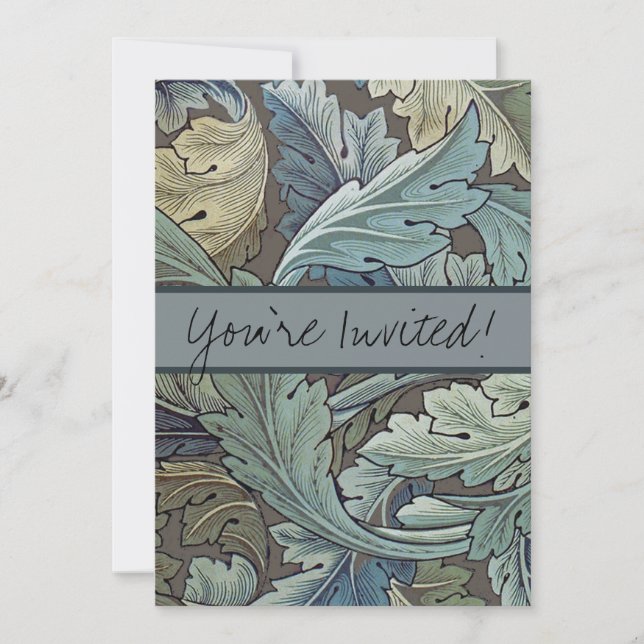Invitación William Morris Acanthus Sage Flor Floral Botánica (Anverso)