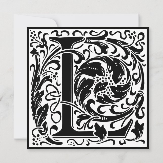 Invitación William Morris Alfabeto Floral Monograma L (Anverso)