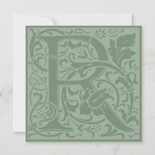 Invitación William Morris Alfabeto Floral Monograma R