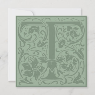 Invitación William Morris Alfabeto Floral Monograma T