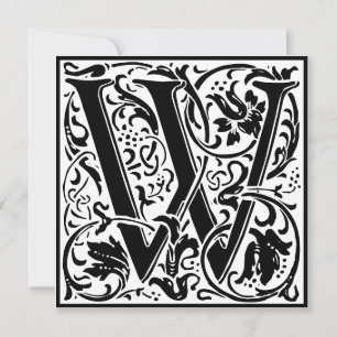 Invitación William Morris Alfabeto Floral Monograma W