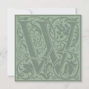 Invitación William Morris Alfabeto Floral Monograma W