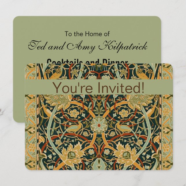 Invitación William Morris Arte Persa Oriental de Alfombras (Anverso / Reverso)