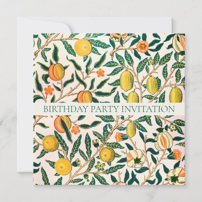 INVITACIÓN WILLIAM MORRIS BIRTHDAY PARTY INVITATION (Anverso)