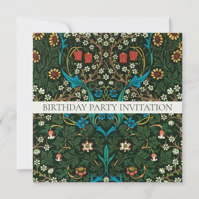 INVITACIÓN WILLIAM MORRIS BIRTHDAY PARTY INVITATION (Anverso)