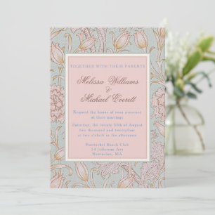 Invitación William Morris, Boda azul suave de tulipanes salva