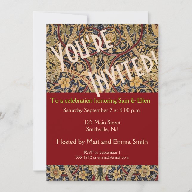 Invitación William Morris Bullerswood Faux Tapestry (Anverso)