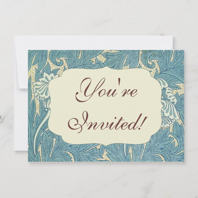 Invitación William Morris Classic Tulip Blue Floral (Anverso)