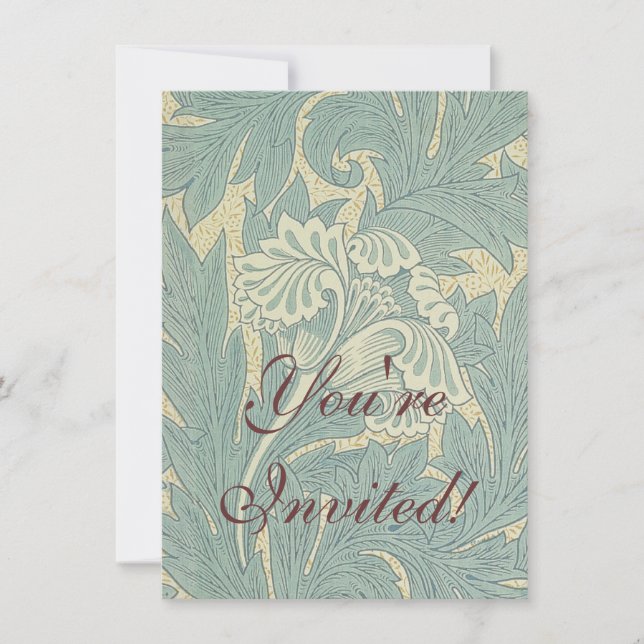 Invitación William Morris Classic Tulip Blue Floral (Anverso)
