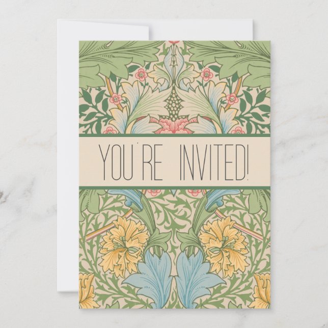 Invitación William Morris Flor Floral Botánica Myrtle (Anverso)