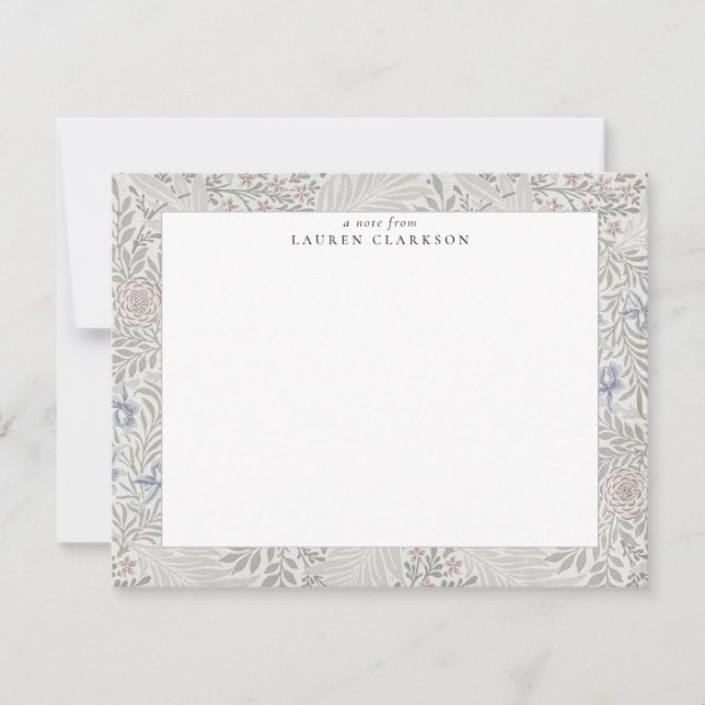 Invitación William Morris Floral Gray Stationery Note Card (Anverso)