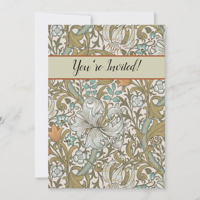 Invitación William Morris Golden Lily Blue Gold (Anverso)