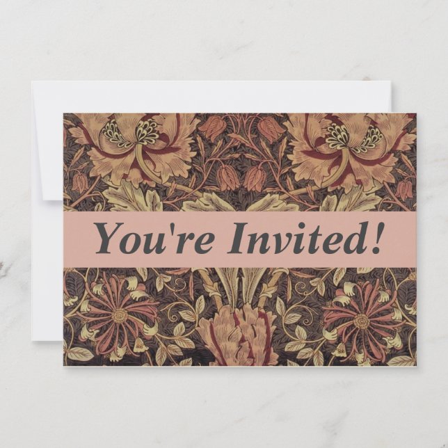 Invitación William Morris Honeysuckle Arte Inglés Clásico (Anverso)