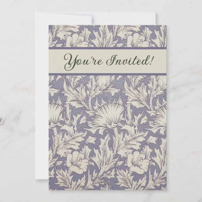 Invitación William Morris Horn Poppy Classic Floral (Anverso)