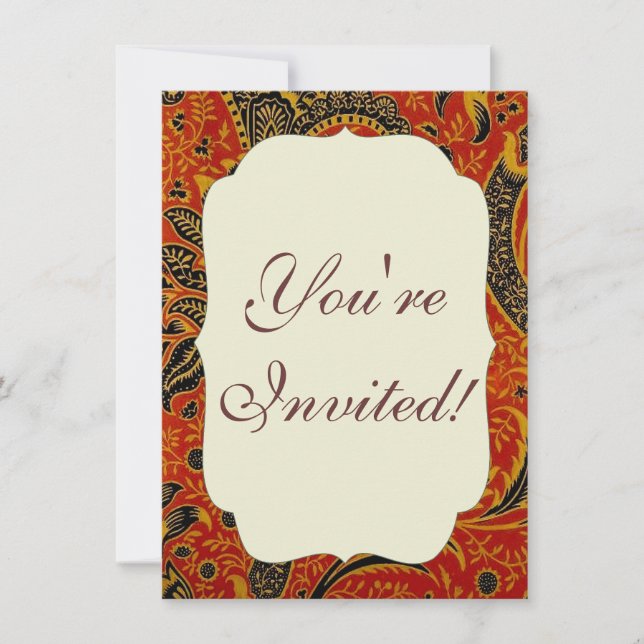 Invitación William Morris India Red Floral (Anverso)
