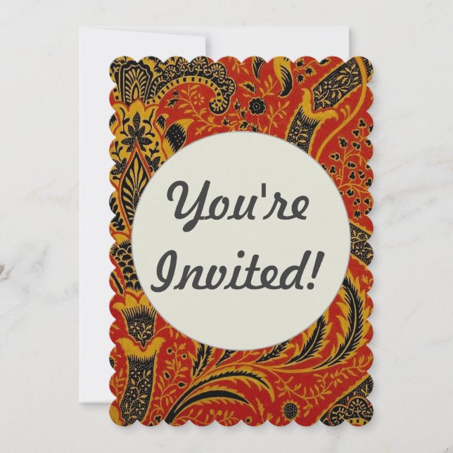 Invitación William Morris India Red Floral (Anverso)