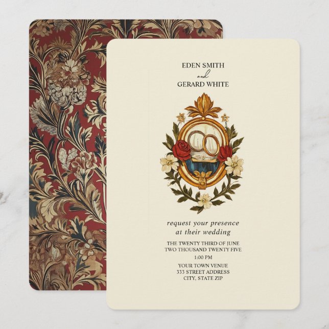 Invitación William Morris Inspired (Anverso / Reverso)