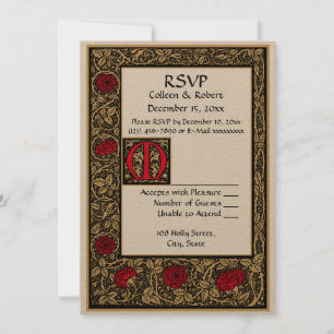 Invitación William Morris Kelmscott Rosa Floral de prensa RSV