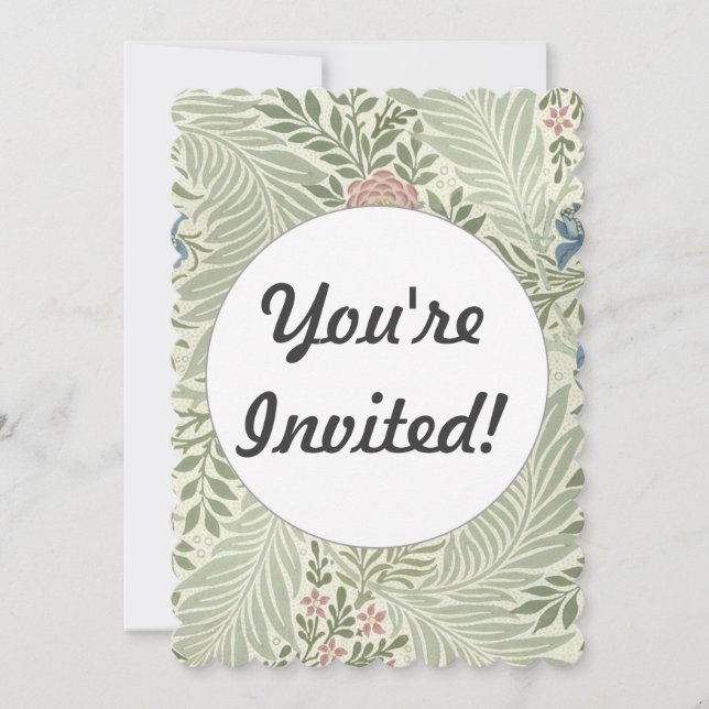 Invitación William Morris Larkspur Fondo de escritorio Floral (Anverso)