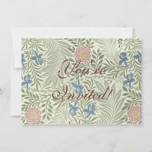 Invitación William Morris Larkspur Fondo de escritorio Floral (Anverso)