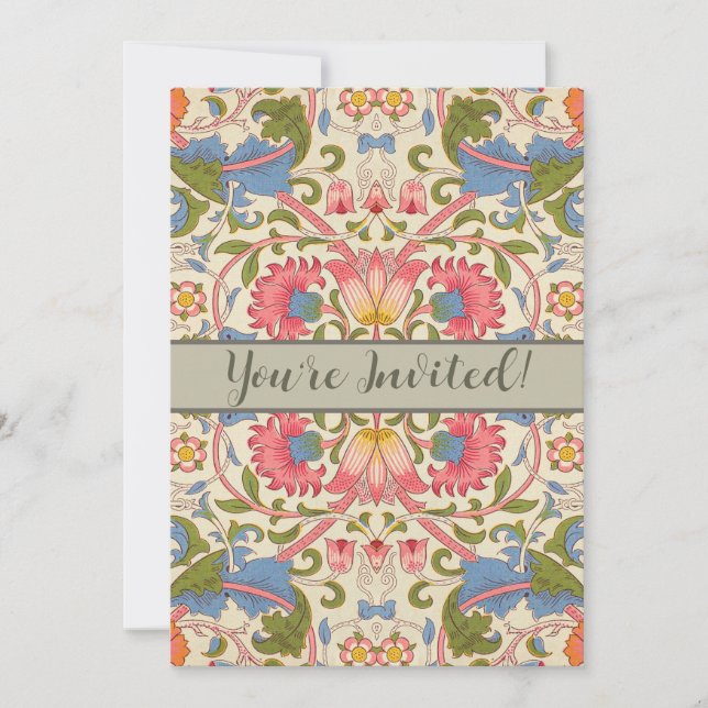 Invitación William Morris Lodden Patrón Floral Pastel  (Anverso)