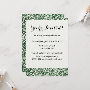 Invitación william morris marigold flor floral verde