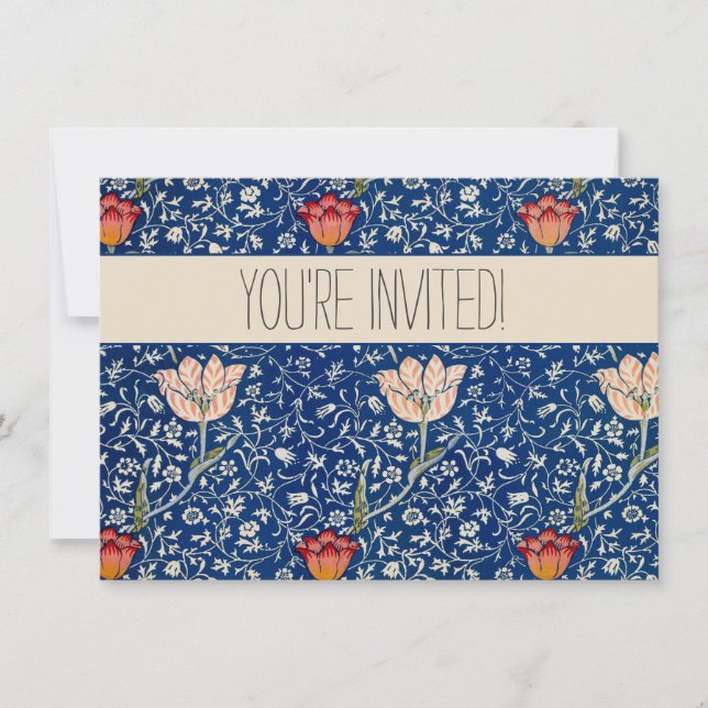 Invitación William Morris Medway Blue Floral (Anverso)